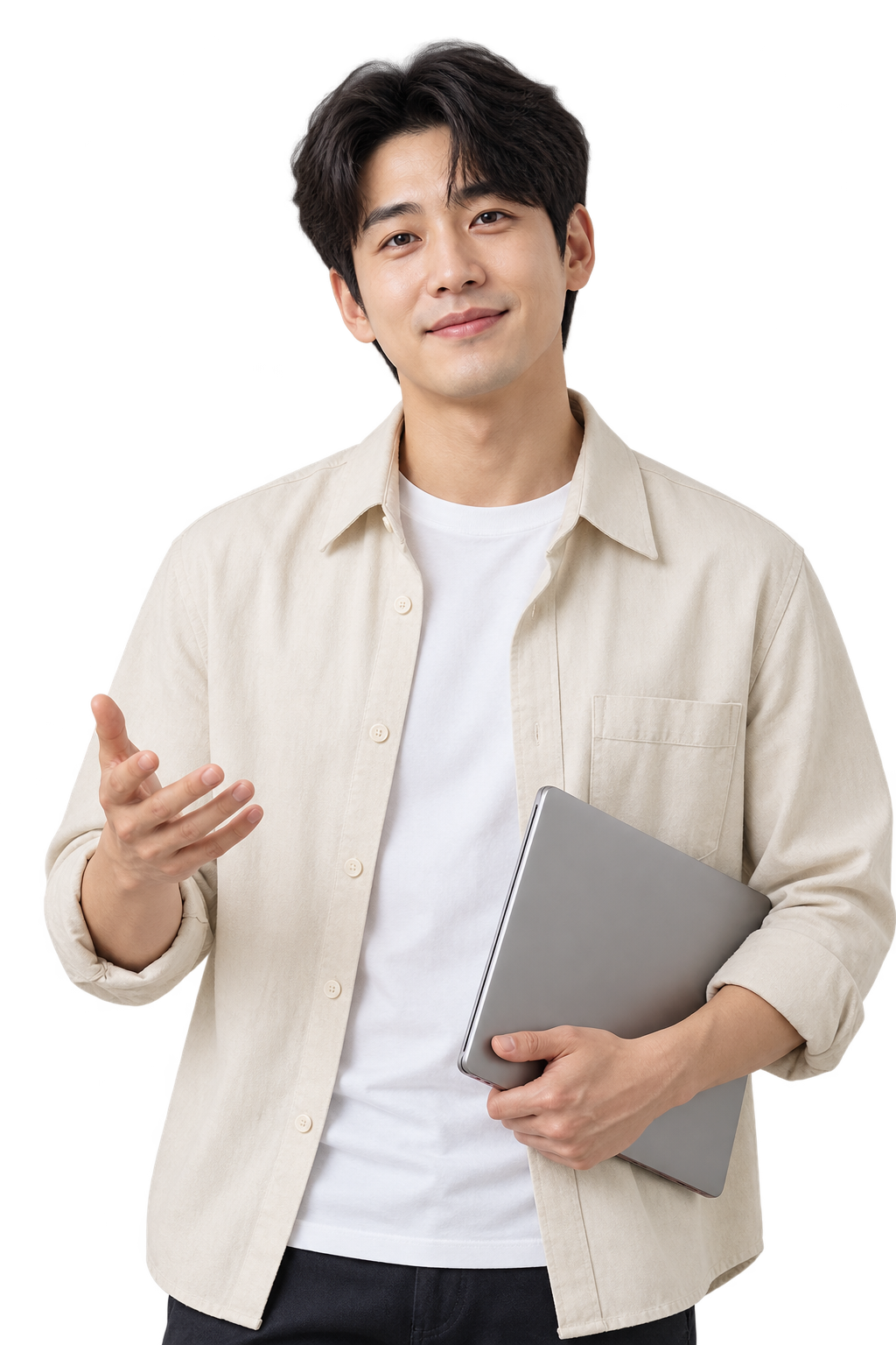 친근하게 설명하는 인물